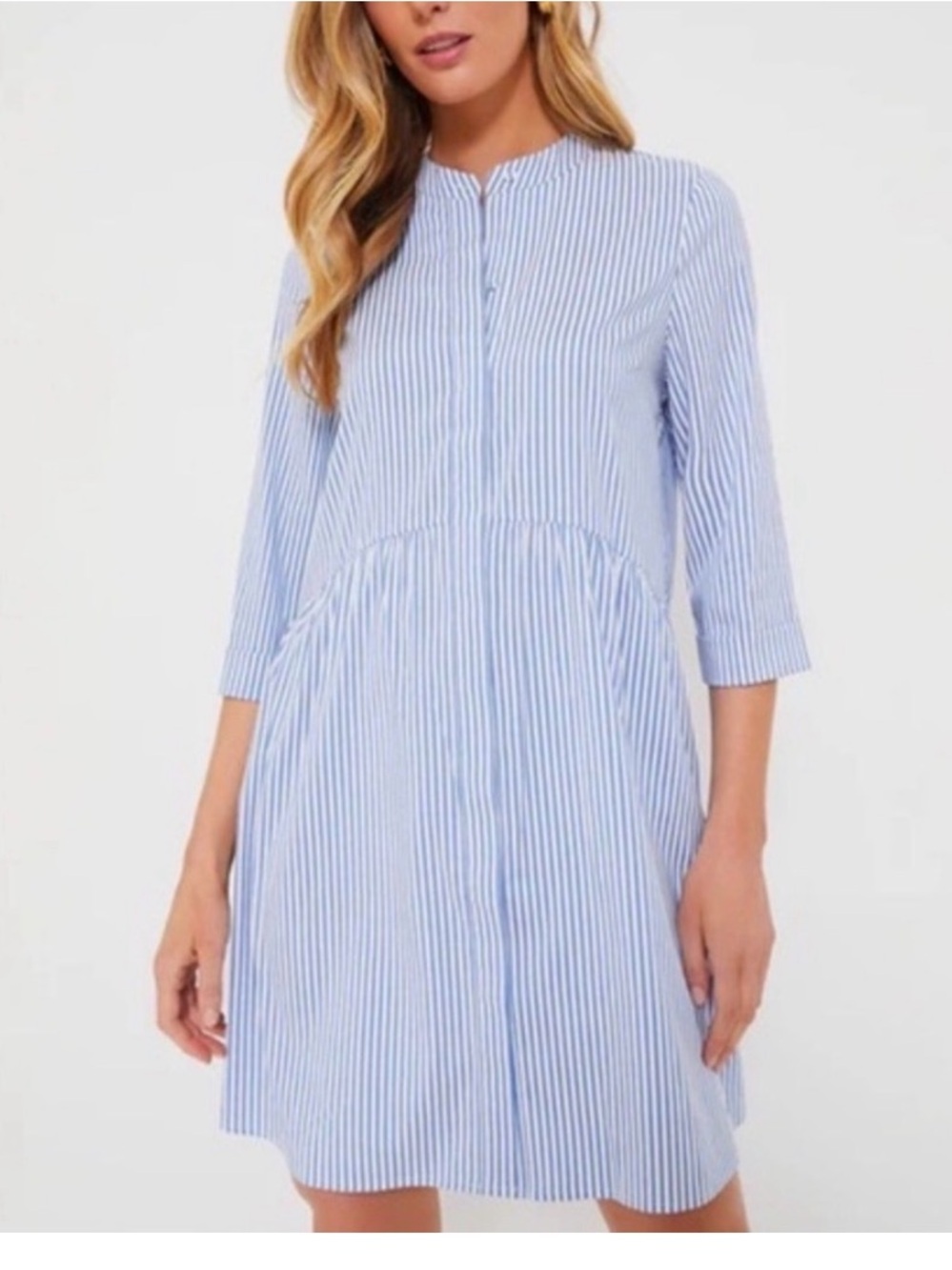 NWT Tuckernuck Women’s XXl Blue Stripe Royal Shirt Dress 3/4 Sleeves Preppy - Picture 1 of 8